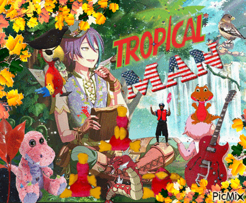 a collage of cartoon characters with the word tropical on the top
