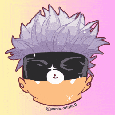 a drawing of a person with a black band around their eyes and the words punto.artistico below it