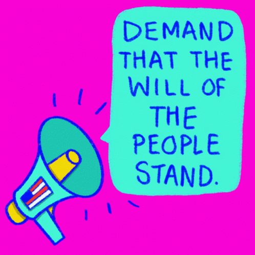 Demand That The Will Of The People Stand Megaphone GIF - Demand That The Will Of The People Stand Megaphone Stand Up GIFs