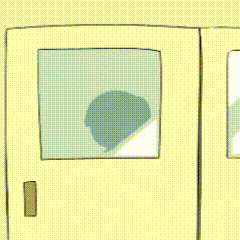 a girl with green hair is standing in front of a window