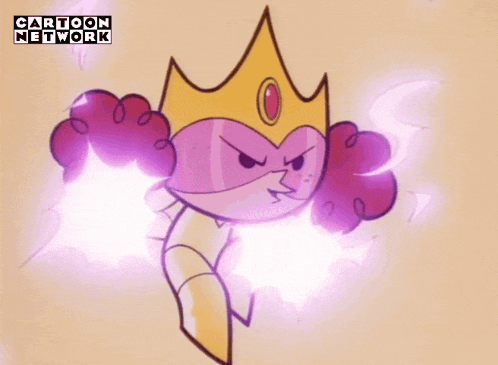 a cartoon network character with a crown on