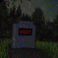a sign that says " chat " is in the middle of a field
