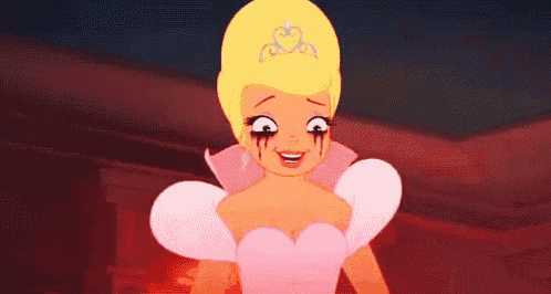 a cartoon princess is covering her mouth with a hand .