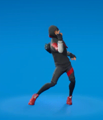 a man in a hoodie and mask is standing on one leg on a blue background .