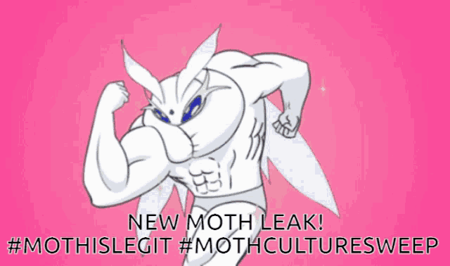 a cartoon drawing of a moth with a pink background