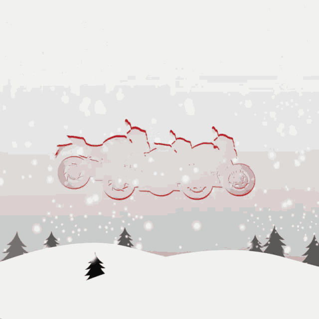 a cartoon of santa pulling a sled full of motorcycles with suzuki written on his helmet