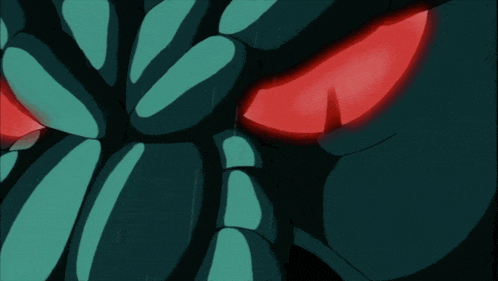 a close up of a red object with a black border