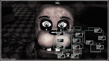 a black and white image of a teddy bear with a checkered background