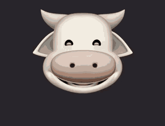a white cow with horns and a pink nose smiles