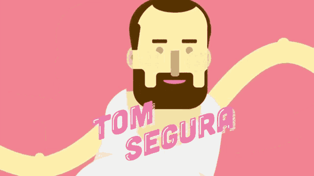 a cartoon drawing of a man with a beard and the name tom segura
