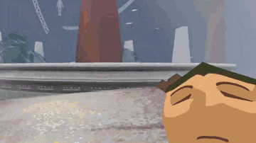 a cartoon of a man with his eyes closed in front of a statue