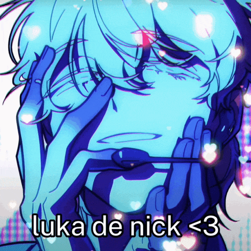 a drawing of a person with the words luka de nick < 3 on it