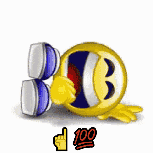 a smiley face with a fist in the air next to a thumbs up sign