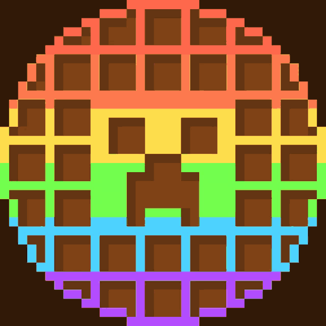 a pixel art of a waffle with a creeper face in the middle