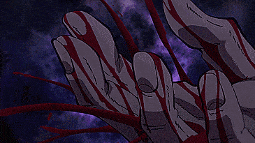 a drawing of a hand with blood coming out of it 's fingers