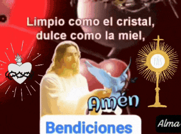 an animated image of jesus with the words amen bendiciones
