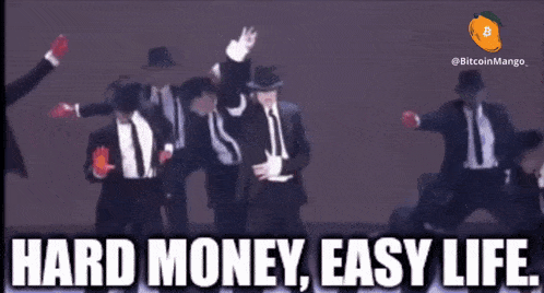 a group of men dancing with the words hard money easy life