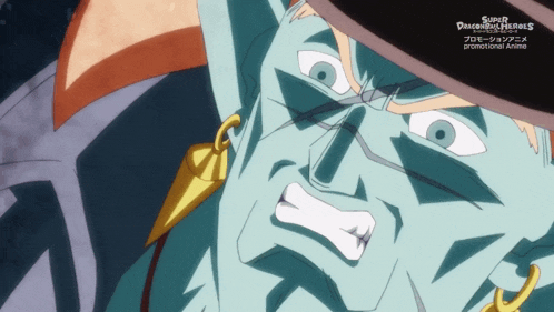 a cartoon of a man with the words super dragonball heroes on the bottom right