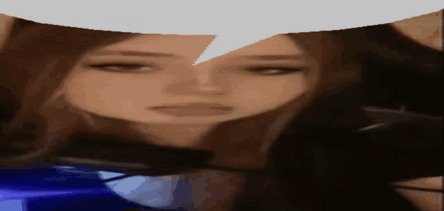 a close up of a girl with a speech bubble above her head