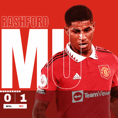 a poster for rashford mu shows a man in a red jersey
