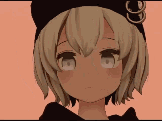 a close up of a cartoon character with a black hat
