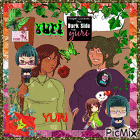 a picture of a group of anime characters with the name yuri on the bottom