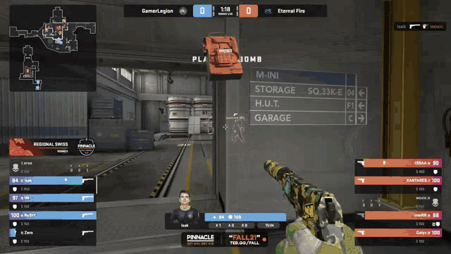 a computer screen shows a game being played between prinacle and eternal fire