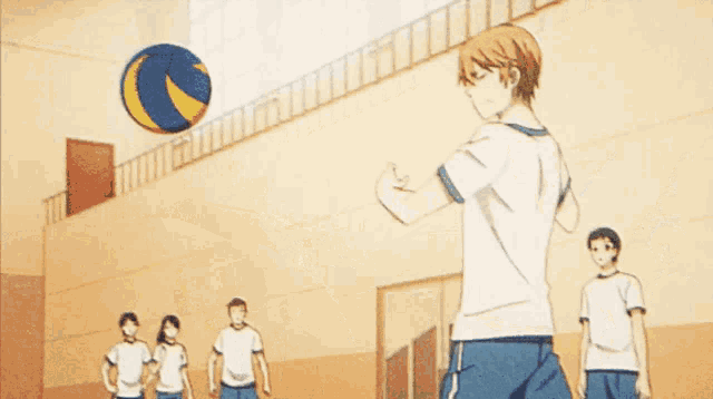 a man is doing a trick with a volleyball and the words at this rate above him