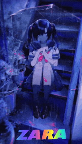 a girl is sitting on a set of stairs with the word zara on the bottom right