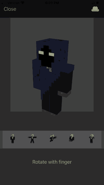 a screenshot of a minecraft game that says rotate with finger at the bottom