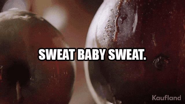 a picture of a bowling ball with the words sweat baby sweat below it