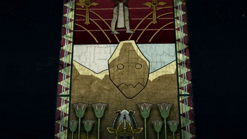 a stained glass window with a drawing of a man in a helmet and flowers