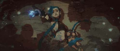 a cartoon drawing of jinx holding a sword