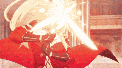 a man in a red cape is holding a sword in his hands