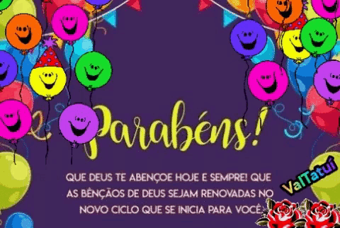 a colorful birthday card with balloons and smiley faces