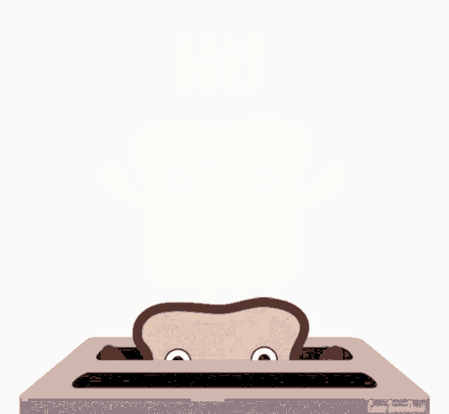 a cartoon illustration of a slice of toast says hi