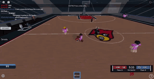 a basketball game is being played on a computer and the score is 29 to 14