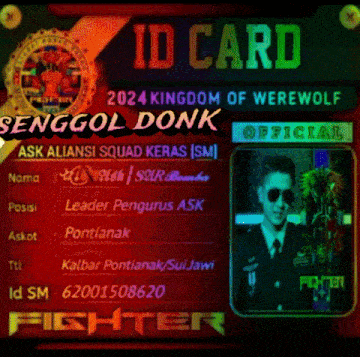 an id card for the kingdom of werewolf with a picture of a man