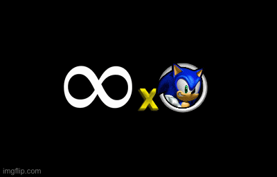 a sonic the hedgehog logo with an infinity symbol and an x