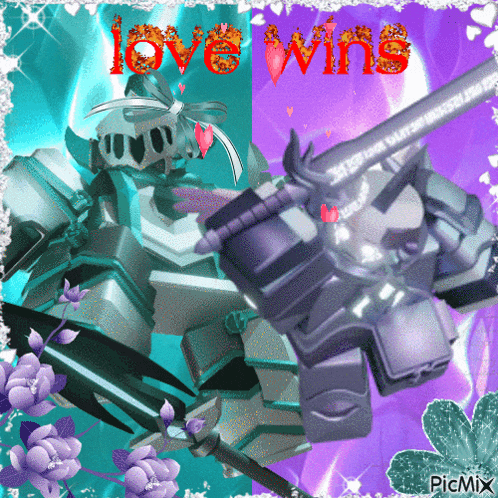 a picture of a robot with the words love wins