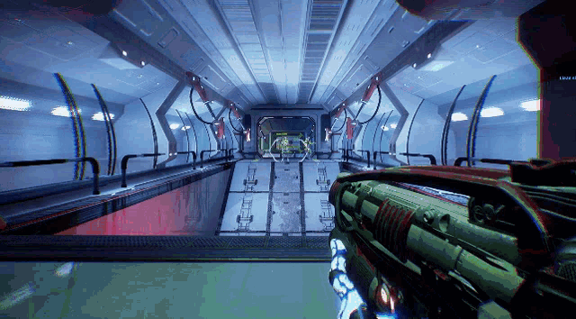 a video game is being played in a futuristic room