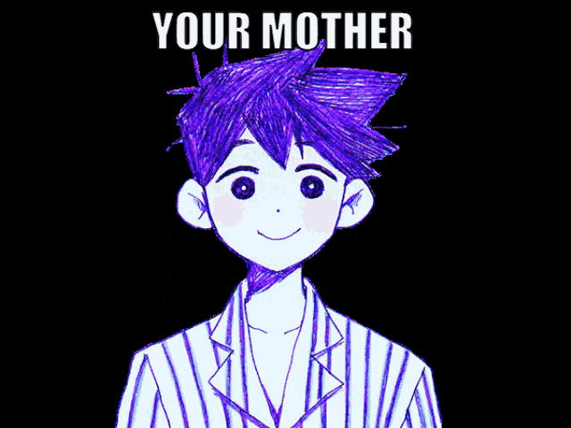 a group of anime characters standing next to each other with the words " your mother " written above them