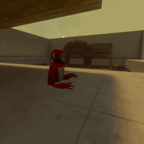 a computer generated image of a person in a red jumpsuit