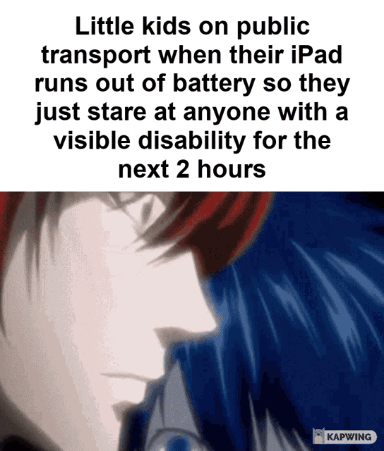 a little kids on public transport when their ipad runs out of battery