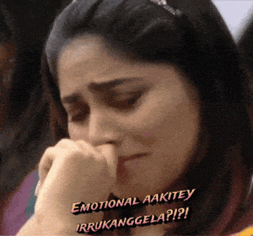 a woman crying with the words emotional aakitey
