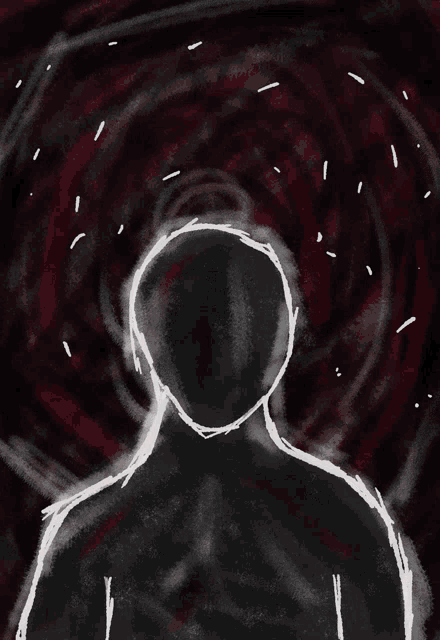 a drawing of a person with many eyes on their head