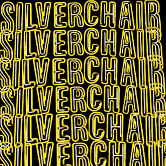 a black background with yellow letters that say silverchair on it