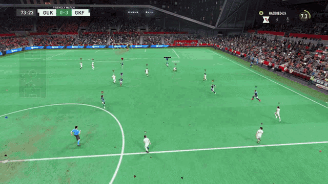 a soccer game is being played between gkf and guik