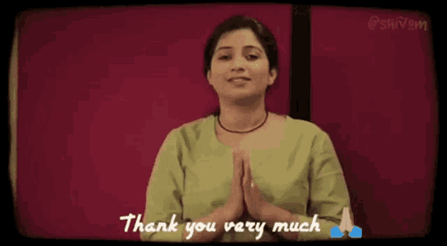 a woman says thank you very much in a video