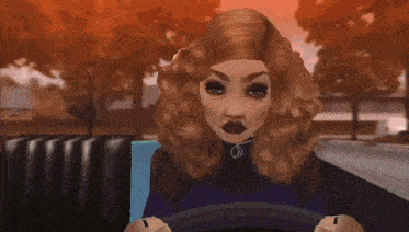a barbie doll is walking down a sidewalk in a video game scene